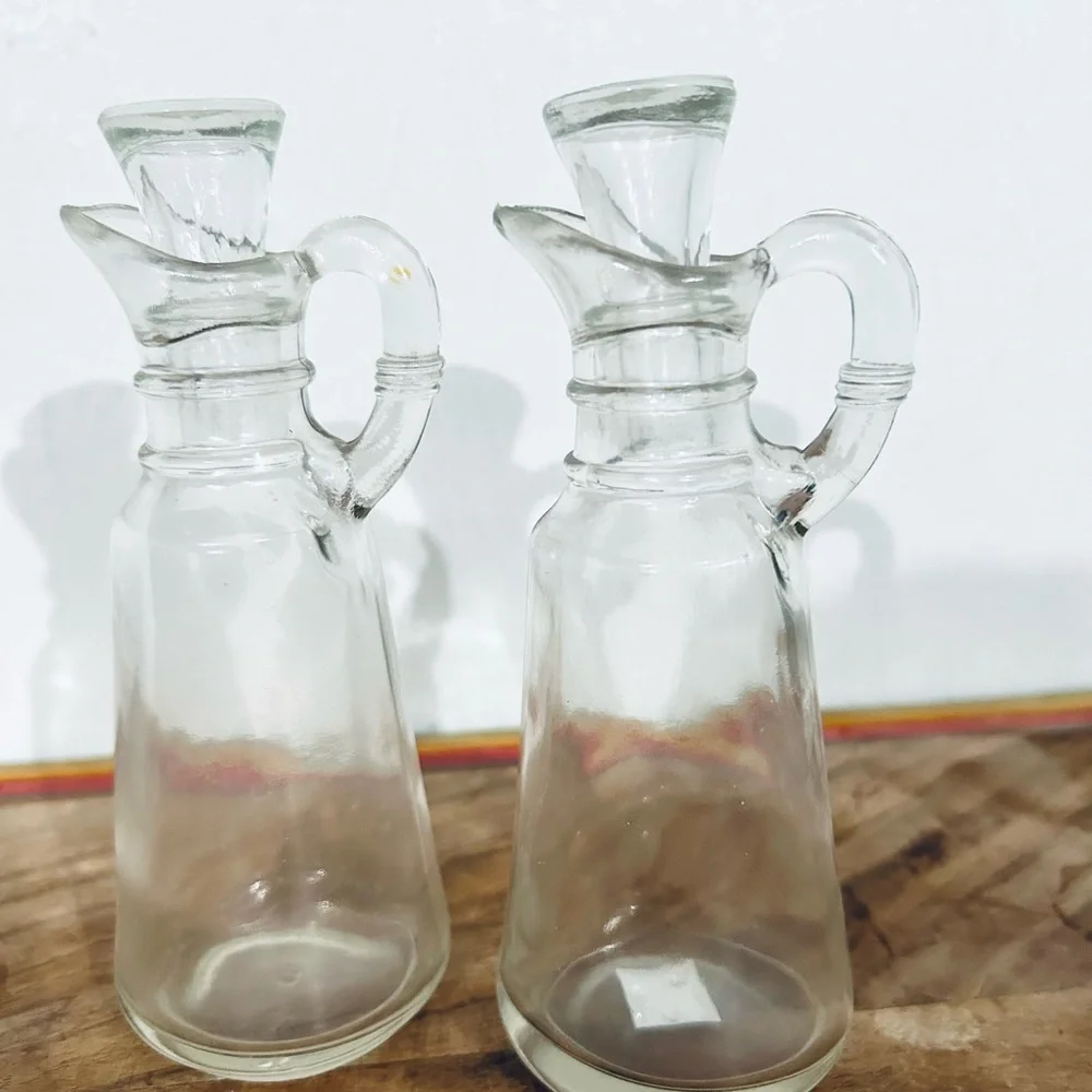 Anchor Hocking Oil Dressing & Vinegar Matching Glass Cruets Pair - Set of 2